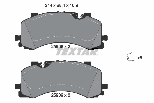 Garnitures de frein Textar 2590801 haute performance pour Audi Q7