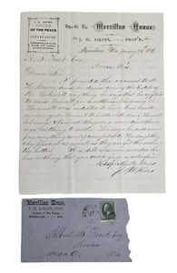 1876 antique J H AIKINS merrillan wi MERRILLAN HOUSE JOP LETTERHEAD Albert FROST