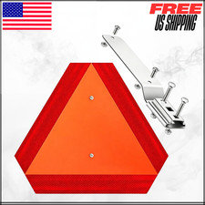 Slow Moving Vehicle Sign W/ Mounting Bracket Triangle Aluminum SMV 14x16"