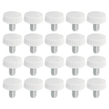 20pcs M5x8mm Knurled Thumb Screw Clamping Screw Knobs Grip Bolt Fasteners White