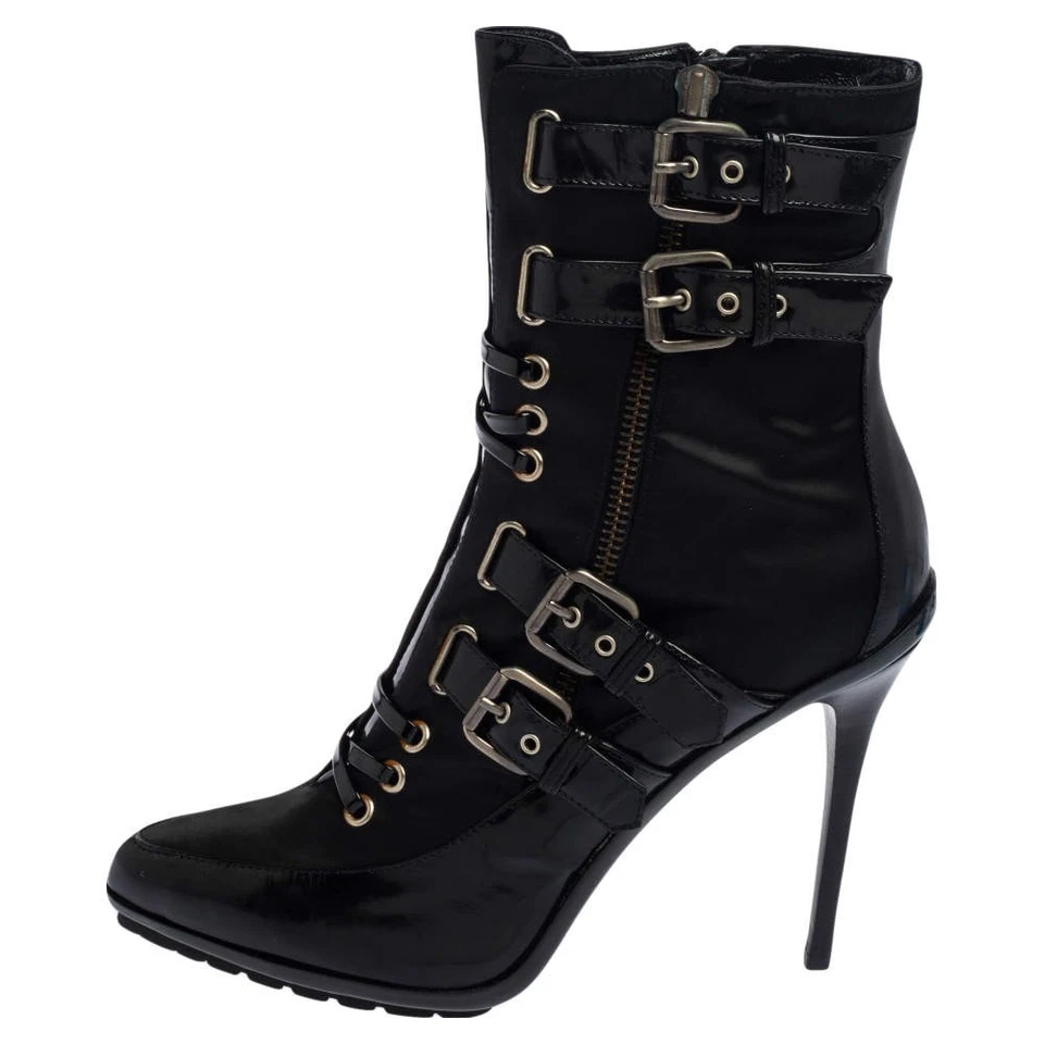 Botines Enio Silla For Le Silla charol negro y plataforma de nailon Foto 2 de 4