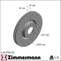 2X Zimmermann 440.3134.52 Bremsscheibe FüR Peugeot 308 LB LP LW LH L3 LC LJ LR