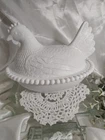 Vintage Indiana Milk Glass Hen On Nest Covered Dish