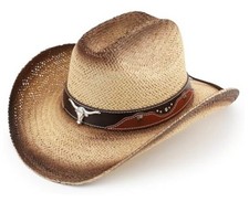Western Straw Cowboy Hat for Women and Men, Sun Beach Cowgirl One Size Beige