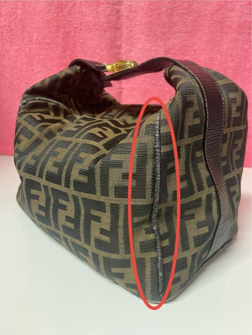 FENDI Zucca Vanity Bag Hand Bag Accessory Pouch Canvas Leather Black Brown thumbnail 8