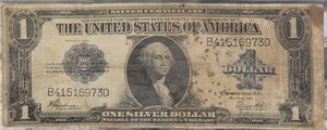 1923 $1 One Dollar HORSE BLANKET Silver Certificate Large Note Blue Seal