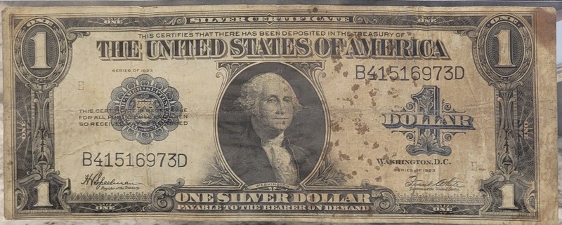 1923 $1 One Dollar HORSE BLANKET Silver Certificate Large Note Blue Seal
