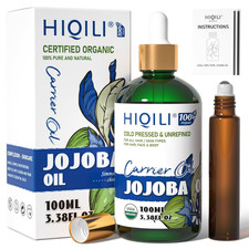 100ML Jojoba Oil Organic for Hair Growth,100 Pure Cold Pressed Unrefined, Inclu
