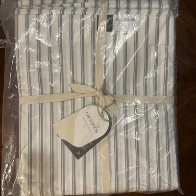 NEW! Berkshire 100% Organic Percale Cotton Duvet Set - Grey Stripes Queen/Full