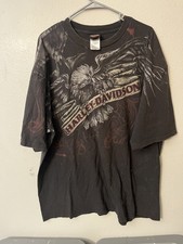 AOP Harley Davidson Shirt Men 3XL Gray Fort Thunder Moore Oklahoma 2009 USA Made