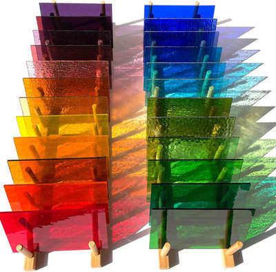 24 Sheets Transparent Cathedral Stained Glass Variety Pack   4 X 6 Inch Vibrant