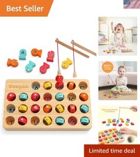 Wooden Magnetic Fishing Game, Fine Motor Skill Toy ABC Alphabet Color Sorting...