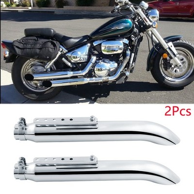 2x 20'' Auspuff Endtopf Schalldämpfer Turn Out Chrom für Suzuki VZ 800 Marauder