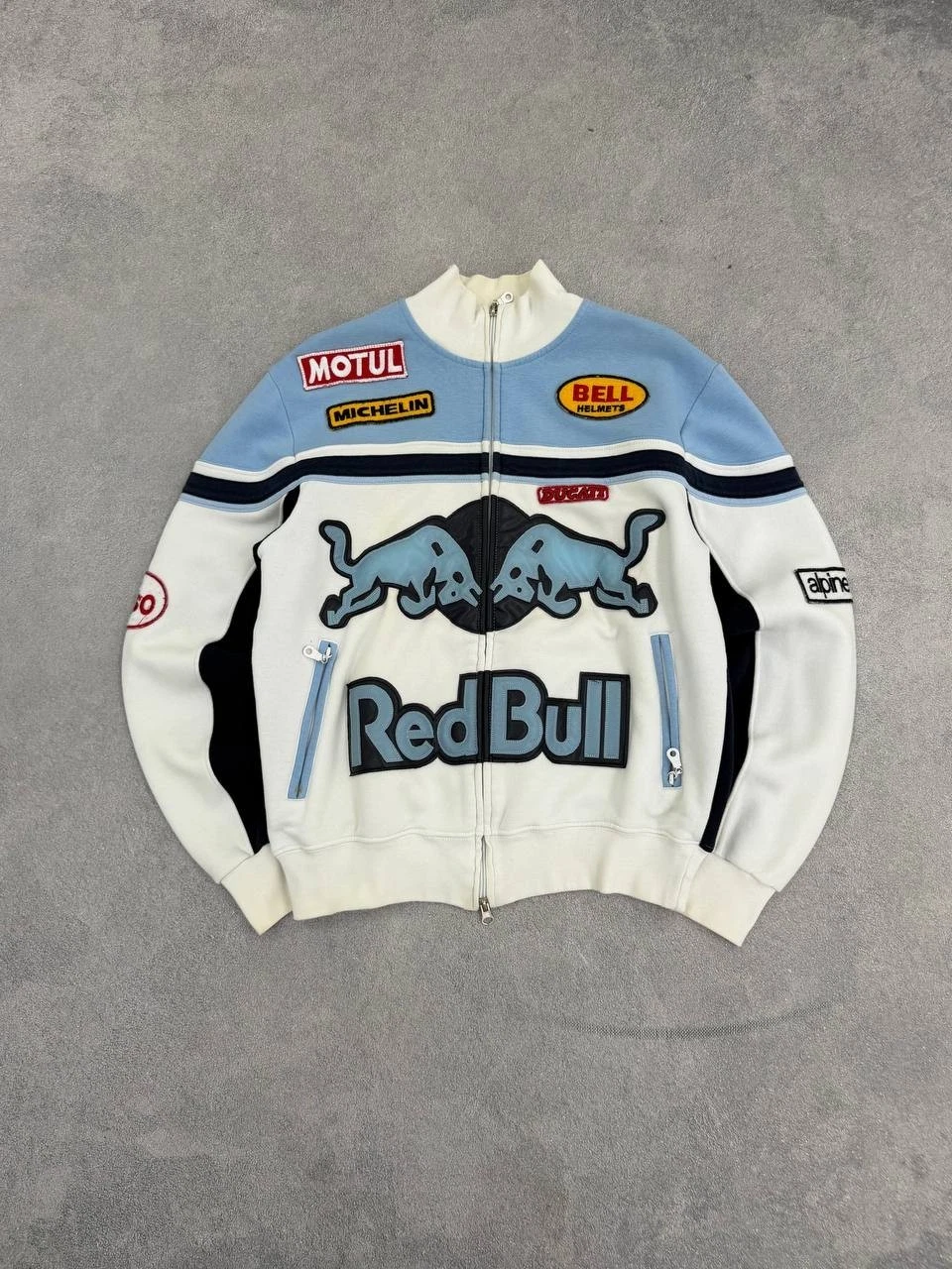 Vintage Red Bull Racing Biker Jacket Sweatshirt Motul Ducati Patches Y2K Hype image 5