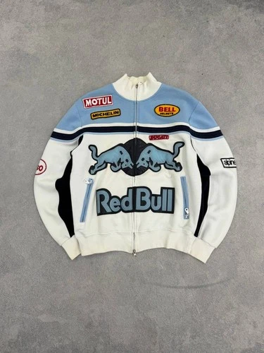 Vintage Red Bull Racing Biker Jacket Sweatshirt Motul Ducati Patches Y2K Hype image 5