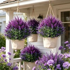 Artificial Spike Lavender Plants UV Resistant Faux Lavender Ground Stake
