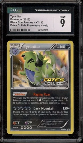 Pokemon Tyranitar XY Fates Collide Prerelease Holo Promo XY130 CGC 9 Mint