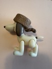 Cartoon Dog Character Plastic Figurine Wearing Brown Hat, White/Gray - snoopy — photo 4