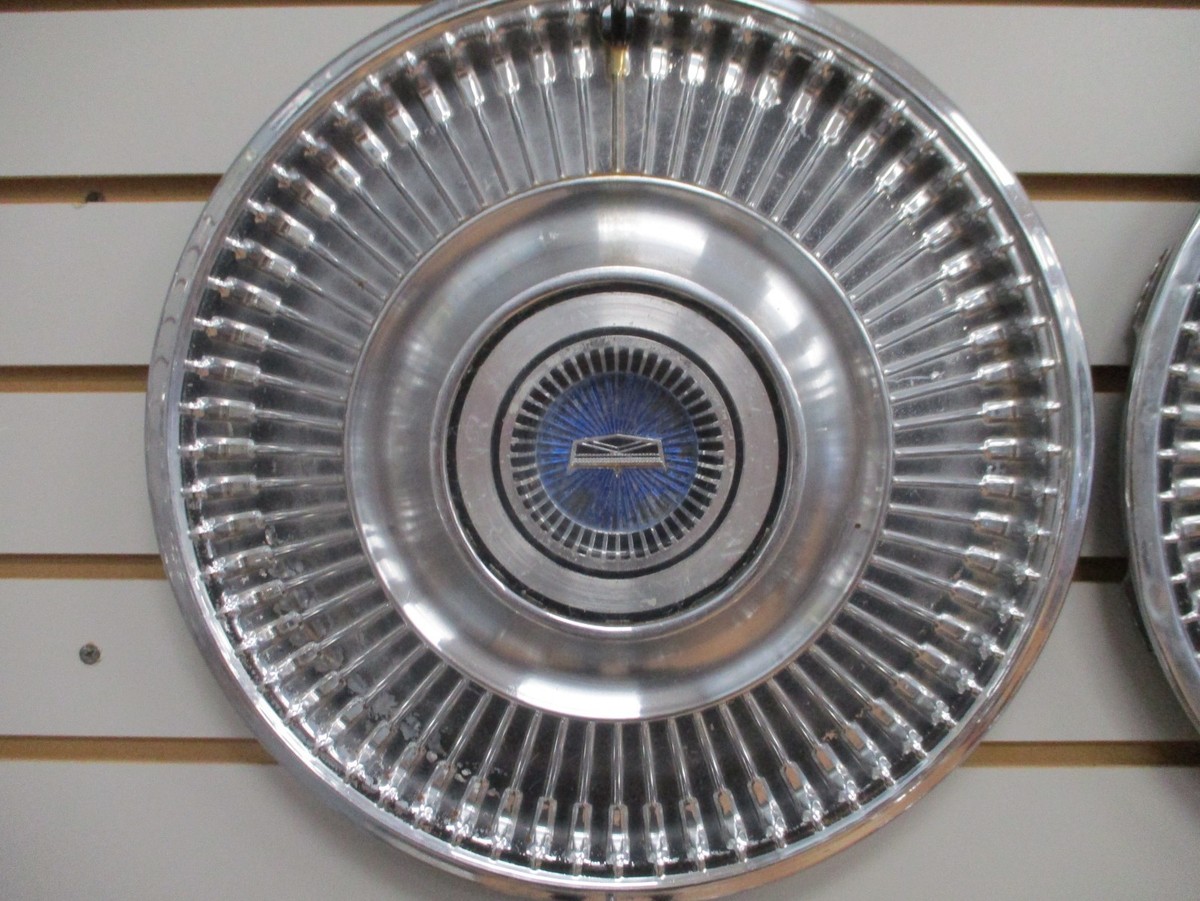 1968 FORD FAIRLANE FALCON Blue Center WHEEL COVERS Hubcaps OEM SET