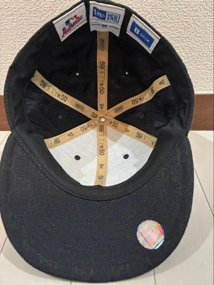 GUCCI NY Yankees New Era 59Fifty Cap MLB Größe 8 Schwarz GG Canvas aus Japan ... - Bild 2 von 4