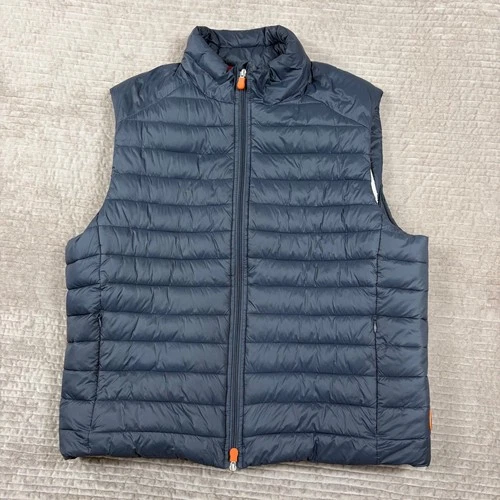 Save The Duck Mens Navy Blue Faux Fur Lined Puffer Vest XL Animal Free Gilet - product listing photo