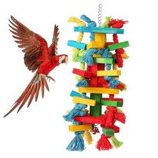 Bird Toys for Large Parrots Natural Wood Block Chewing Toy for Macaws, X Large