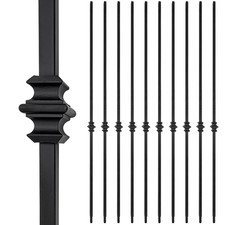 Wrought Iron Balusters Set of 10 ,1/2 Inch Hollow Single Knuckle Balusters,Deco