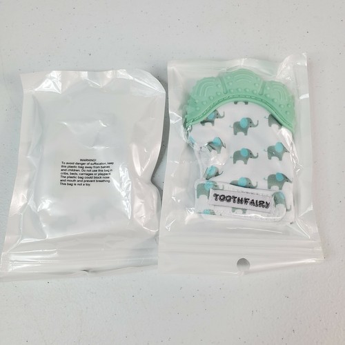 2 Silicone Baby Teething Mitten Teething Glove Candy Wrapper Sound Teether Green - Picture 2 of 5