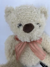 FAO Schwarz Plush Teddy Bear Stuffed Animal Peach Ribbon