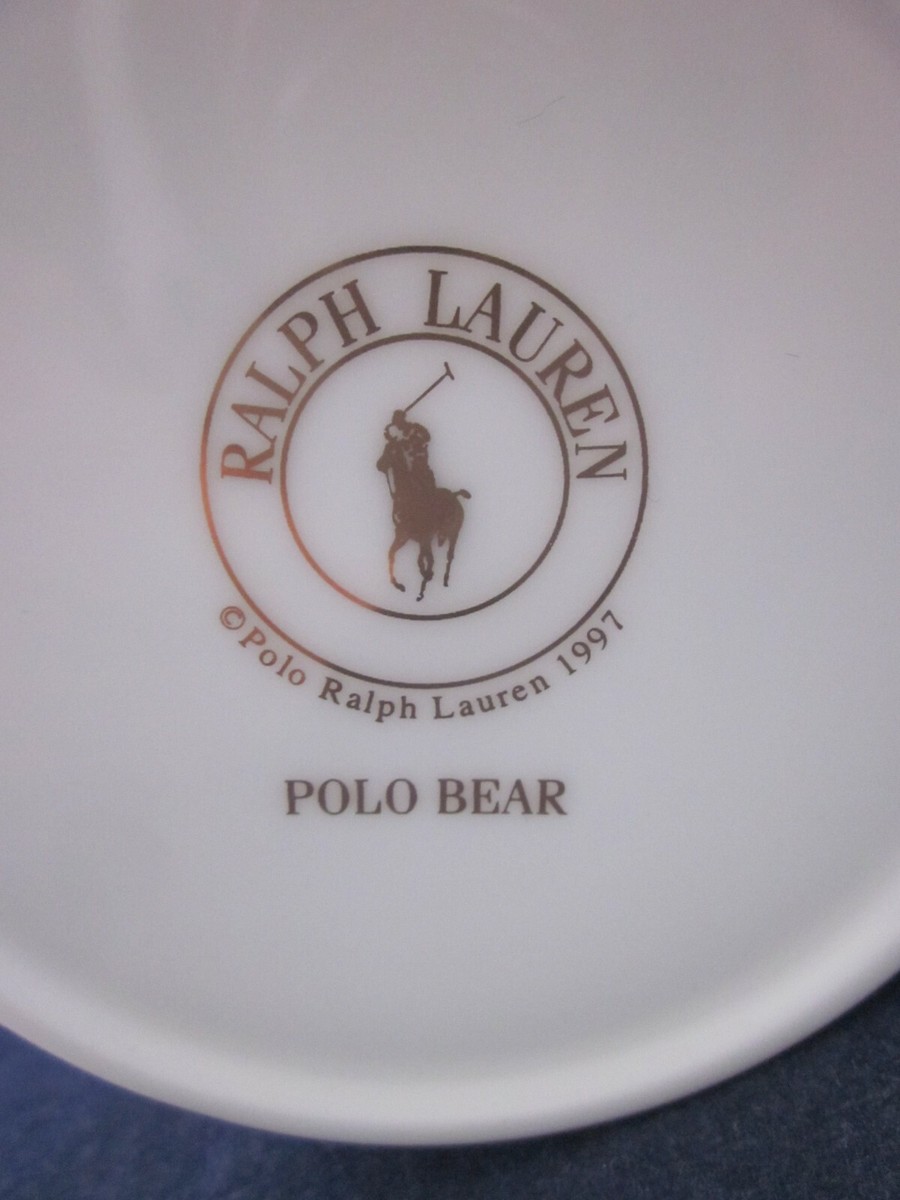 Ralph Lauren Tabletop Collection Polo Bear Mug Gold Rim Set of 2