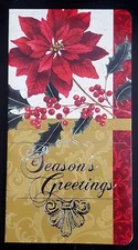 Set of 6 HOLIDAY SPLENDOR Note Cards 6.5" x 3.5" - SEASON'S GREETINGS