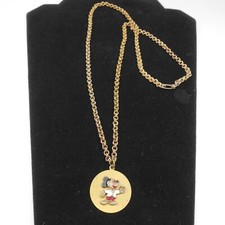 Vintage Old Walt Disney Productions Enamel Mickey Mouse Charm Pendant Necklace