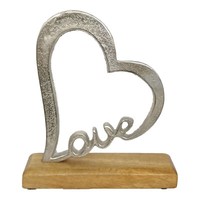 Herz Love Aus Alu Auf Holzsockel 20Cm Groß Mangoholz Aluminium Herz Hochzeit