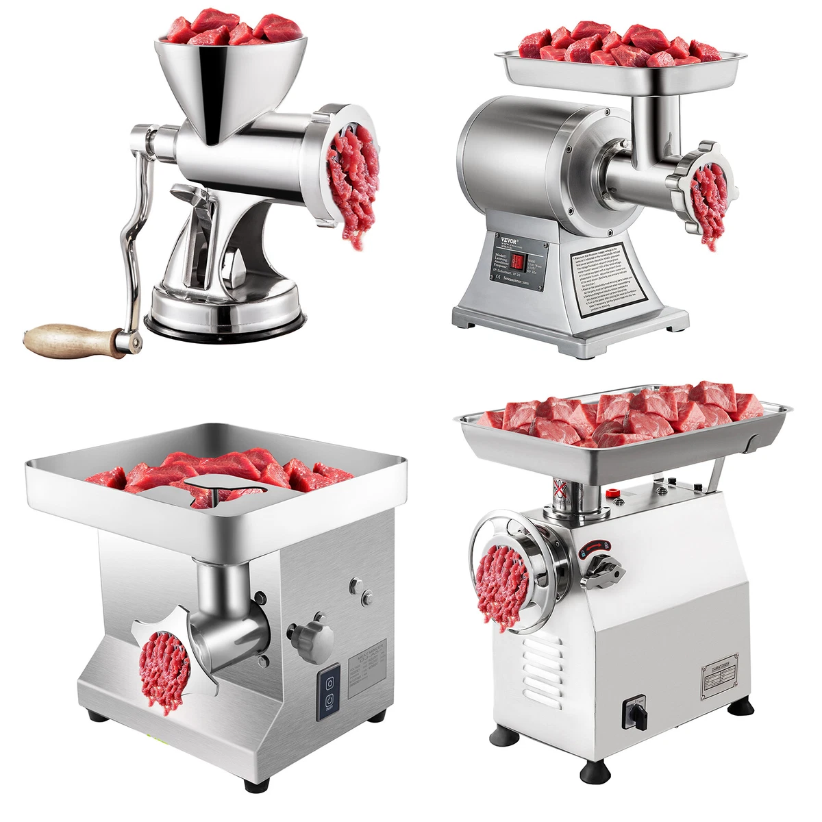 VEVOR Manual Meat Grinder 304 Stainless Steel Hand Meat Grinder with Suction Cup + Steel Table Clamp Meat Mincer Sausage Maker