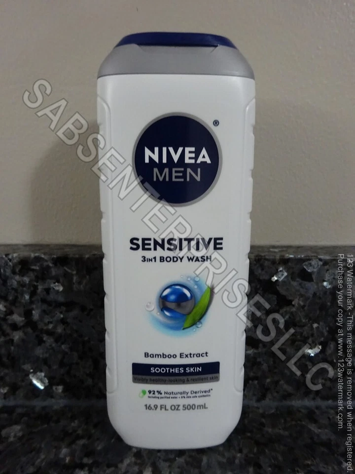 Jabón corporal para la piel 6 Nivea Men SENSITIVE 3 en 1 con extracto de bambú 16,9 fl oz - Imagen 2 de 4