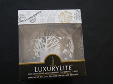 Luxury Lite LED Ornament Flickering Flame Clear Glass White Trees