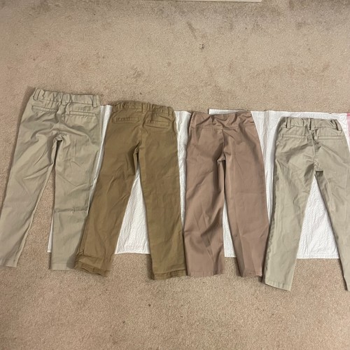 Girls' Lot of 4 Khaki Uniform Pants: Youth: Size: 6 Adjustable Waist (Pre-Owned) - Picture 2 of 9