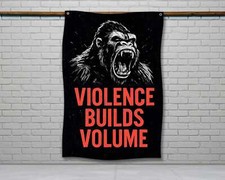 Motivational Home Gym Flag - Violence Builds Volume Garage Decor Banner