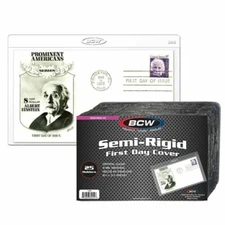 Pack of 25 BCW First Day Cover or Postcard Semi Rigid Clear Plastic Holders