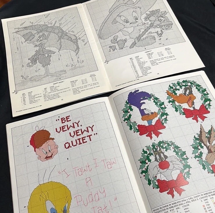 4 Vtg 80s/90s  Looney Tunes Cross Stitch/Waste Canvas Pattern Books~Bugs Bunny++ - Image 4 of 4