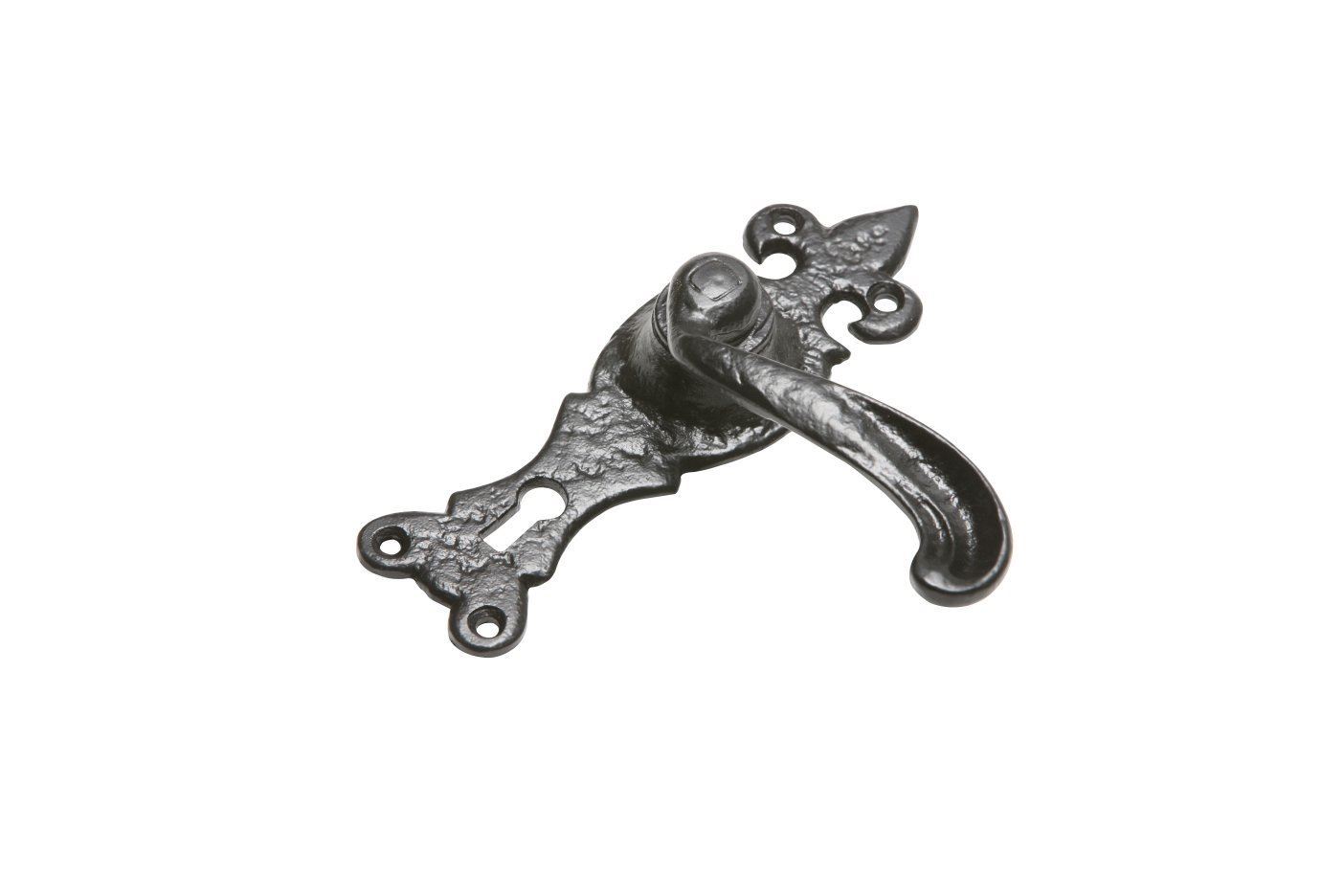 Antique Black Iron Hand Forged Door Lever Lock Handle Set With Scroll Handle