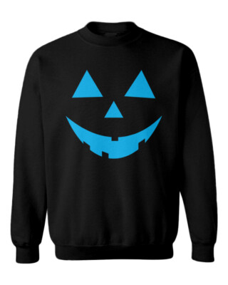 Pumpkin Face - Jack O' Lantern Blue Halloween Spooky Toddler Crewneck Sweater
