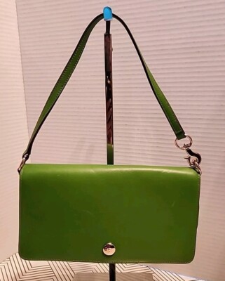 Kate Spade New York Grass Green Leather Mini Clutch Shoulder Bag, Beautiful 