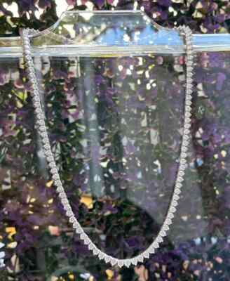 14K White Gold 3MM Lab Grown Diamond Tennis 18'' Necklace For Thanks Giving Gift