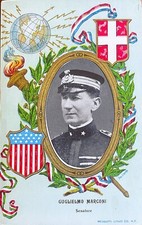 c.1917 Guglielmo MARCONI, Embossed Hand Coloured; Real Photo Cameo Postcard; NM