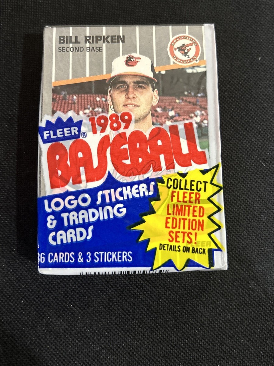 Fred Stolle US Open サイン入りカード 1989 Fleer Baseball Cello Pack Bill Ripken FF Error On Top Front