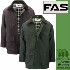 Mens Wax Jacket Waterproof Cotton Padded Hunting Shooting Fishing Coat  UK MADE