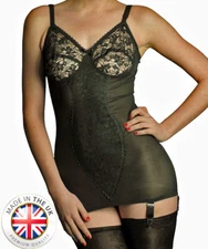 Viva Powermesh Corselette / Full Girdle / Body Briefer 6 Strap BLACK - NYLONZ UK
