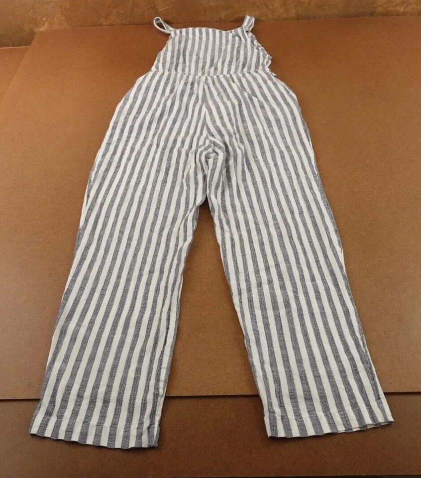 Mono corto ROXY para mujer talla pequeña gris blanco a rayas de algodón pierna recta Foto 3 de 4