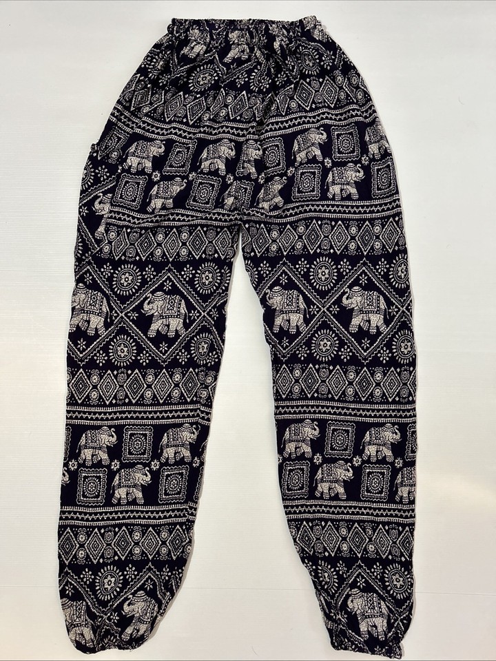 GYPSY SOUL Collection Womens Harem Pants Free Size/6-8  Elastic Waist Rayon EUC